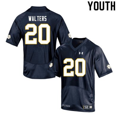 Notre Dame Fighting Irish Youth Justin Walters #20 Navy Under Armour Authentic Stitched College NCAA Football Jersey PCR6699NU